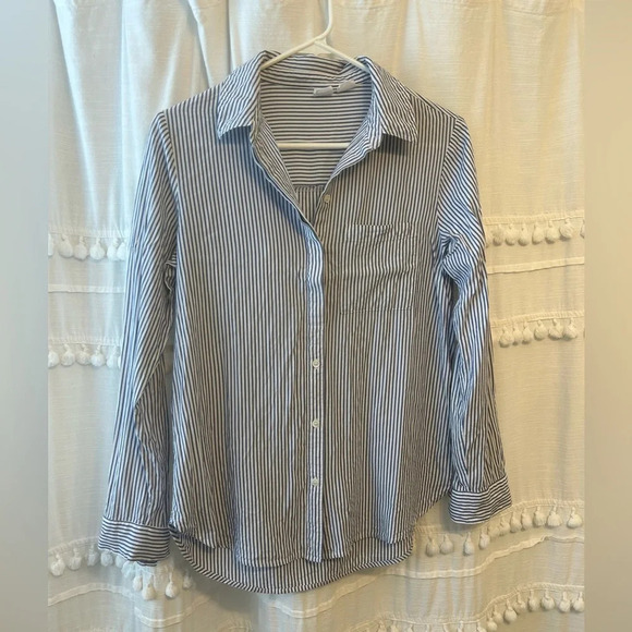 Melrose and Market blue and white striped button down size XS - Picture 1 of 7